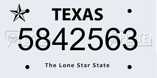 5842563 Texas License Plate