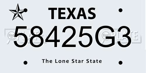 58425G3 Texas License Plate