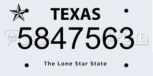 5847563 Texas License Plate