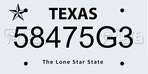 58475G3 Texas License Plate