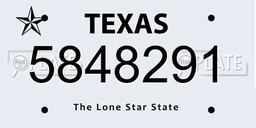 5848291 Texas License Plate