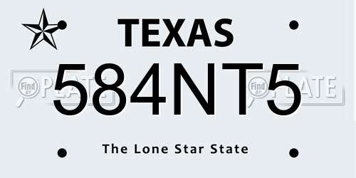 584NT5 Texas License Plate