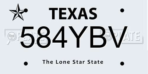 584YBV Texas License Plate