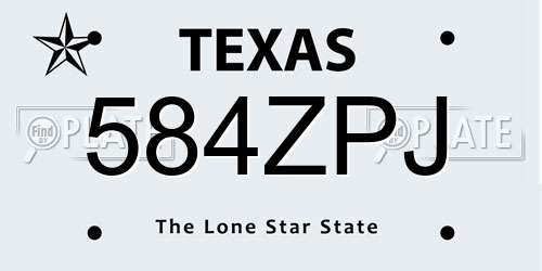 584ZPJ Texas License Plate