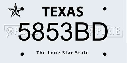 5853BD Texas License Plate