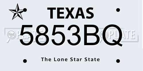 5853BQ Texas License Plate