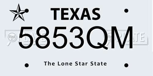 5853QM Texas License Plate