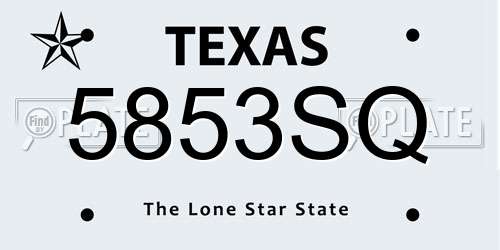 5853SQ Texas License Plate