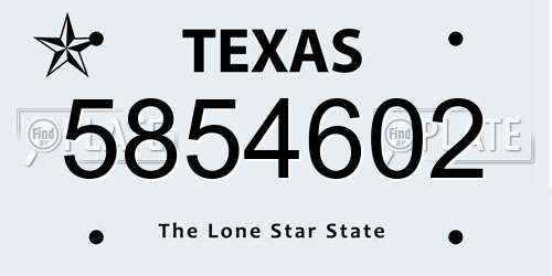 5854602 Texas License Plate