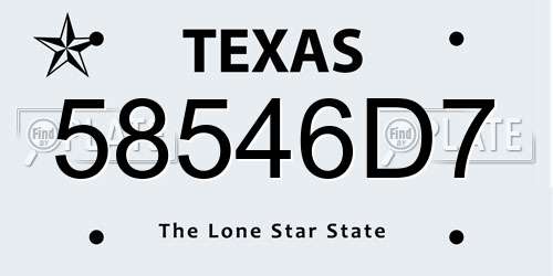 58546D7 Texas License Plate