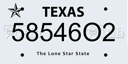 58546O2 Texas License Plate
