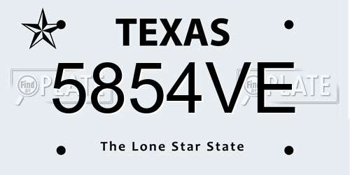 5854VE Texas License Plate