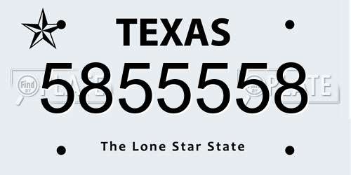 5855558 Texas License Plate