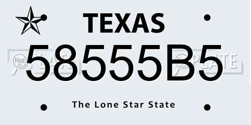 58555B5 Texas License Plate
