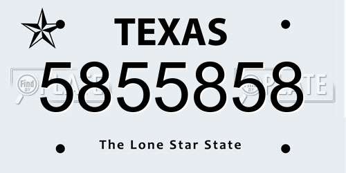 5855858 Texas License Plate