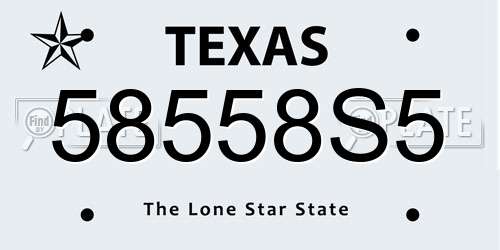 58558S5 Texas License Plate
