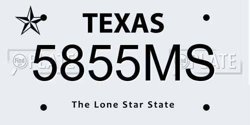 5855MS Texas License Plate