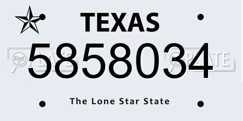 5858034 Texas License Plate