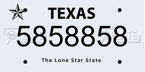 5858858 Texas License Plate
