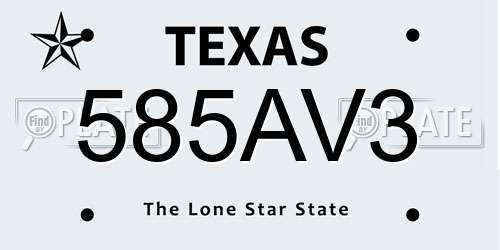 585AV3 Texas License Plate