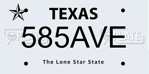 585AVE Texas License Plate