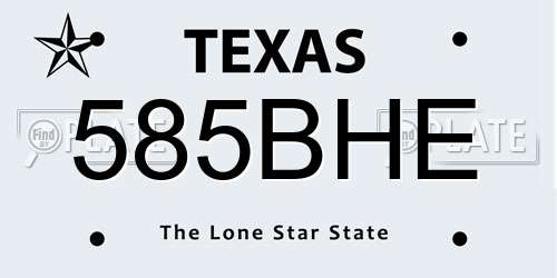 585BHE Texas License Plate