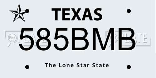 585BMB Texas License Plate
