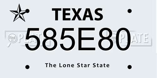 585E80 Texas License Plate