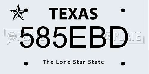 585EBD Texas License Plate