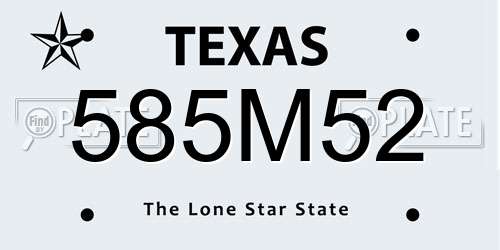 585M52 Texas License Plate