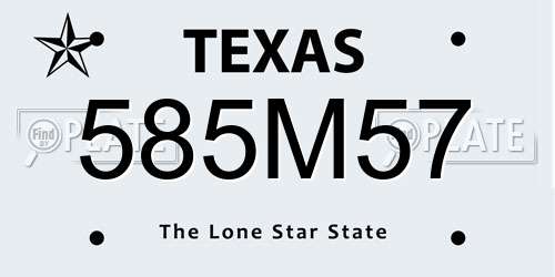 585M57 Texas License Plate