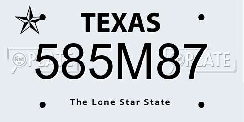 585M87 Texas License Plate