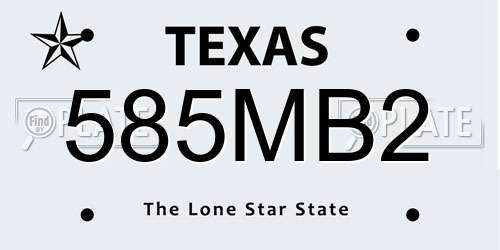 585MB2 Texas License Plate