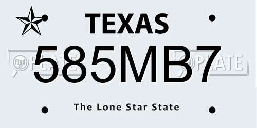 585MB7 Texas License Plate