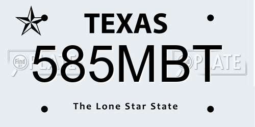 585MBT Texas License Plate