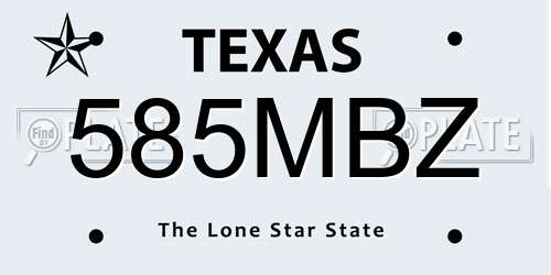 585MBZ Texas License Plate