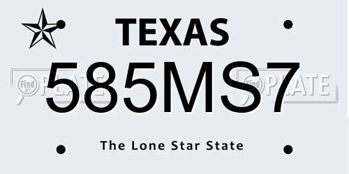 585MS7 Texas License Plate