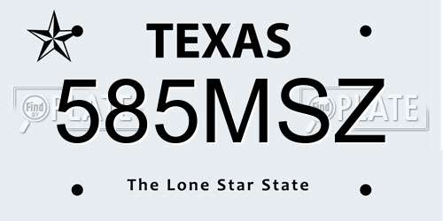 585MSZ Texas License Plate