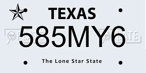 585MY6 Texas License Plate