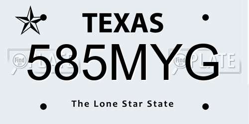 585MYG Texas License Plate