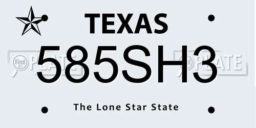 585SH3 Texas License Plate