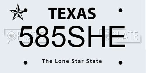 585SHE Texas License Plate