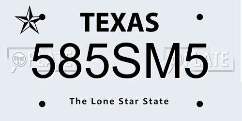 585SM5 Texas License Plate