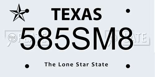 585SM8 Texas License Plate