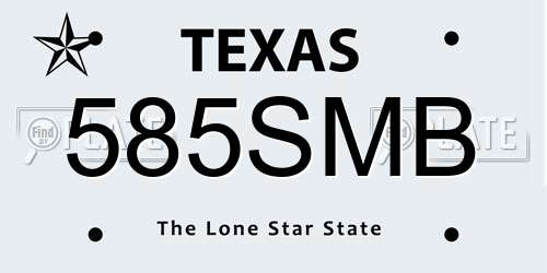 585SMB Texas License Plate