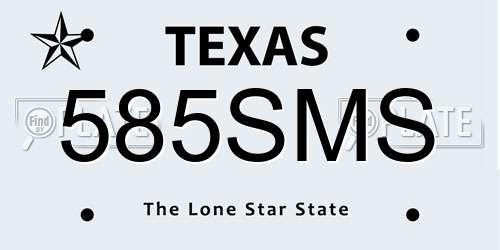 585SMS Texas License Plate