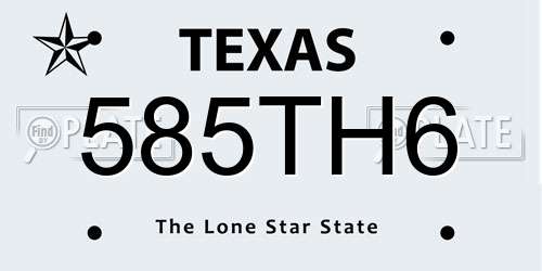 585TH6 Texas License Plate