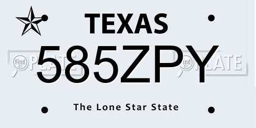 585ZPY Texas License Plate