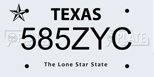 585ZYC Texas License Plate