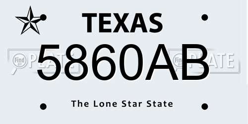 5860AB Texas License Plate